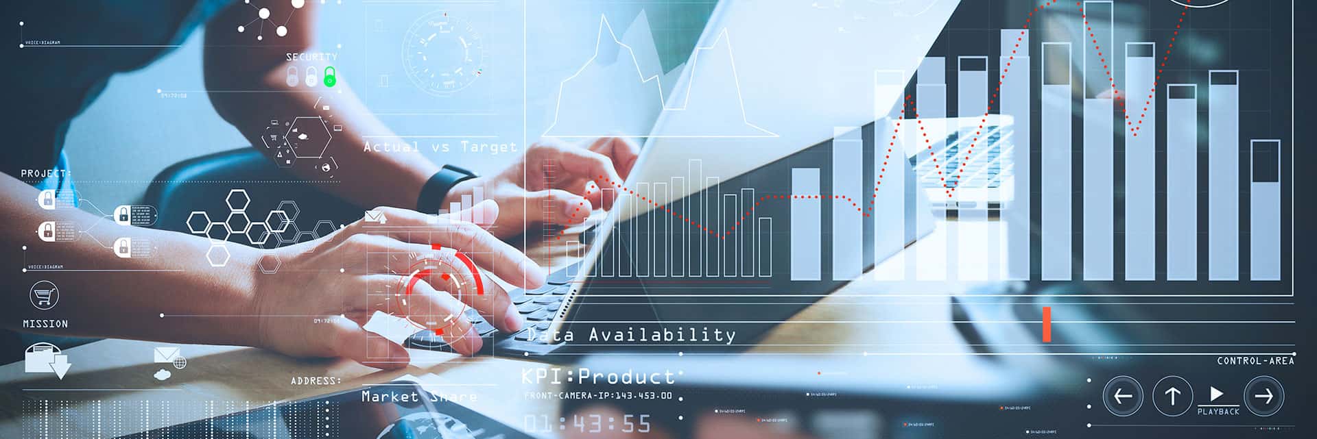 man using laptop - graphs