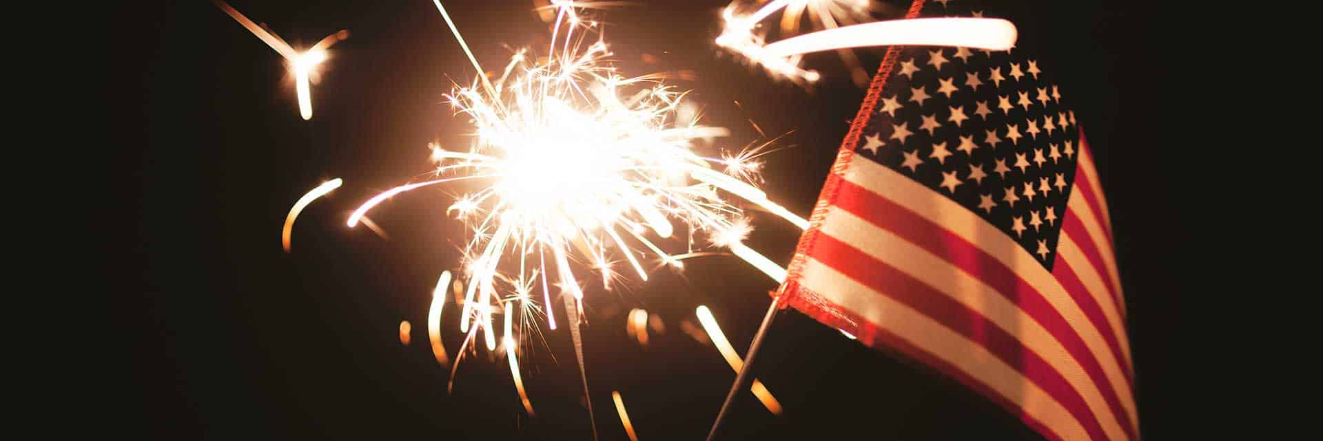 sparkler and american flag