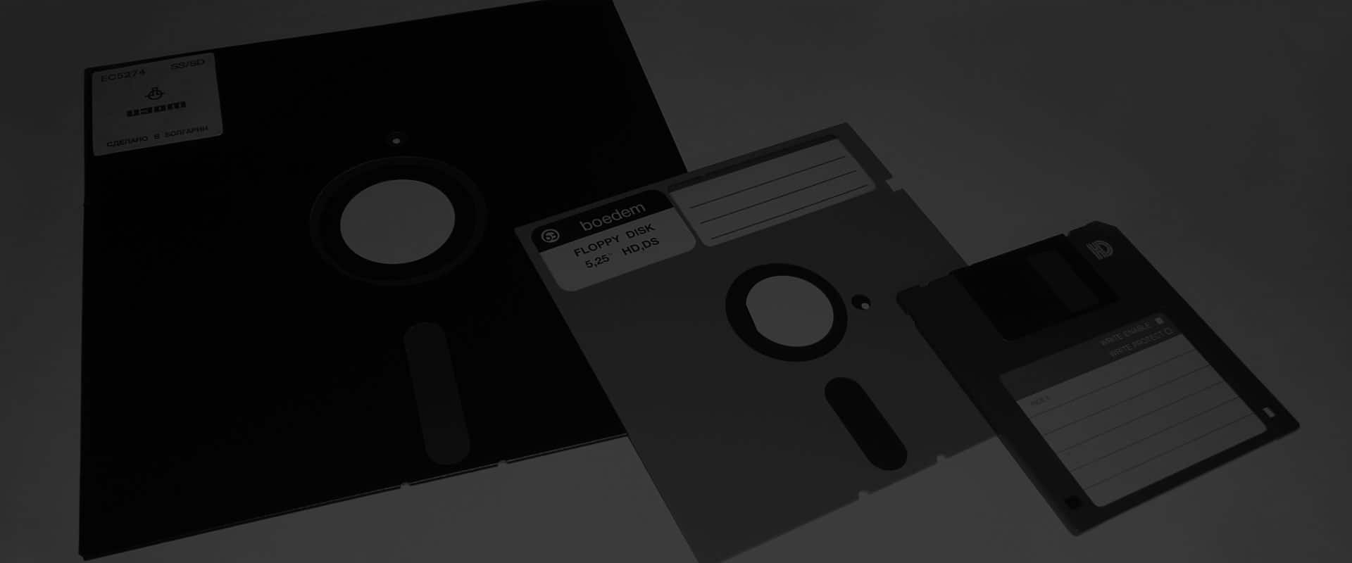 old black and white floppy disks