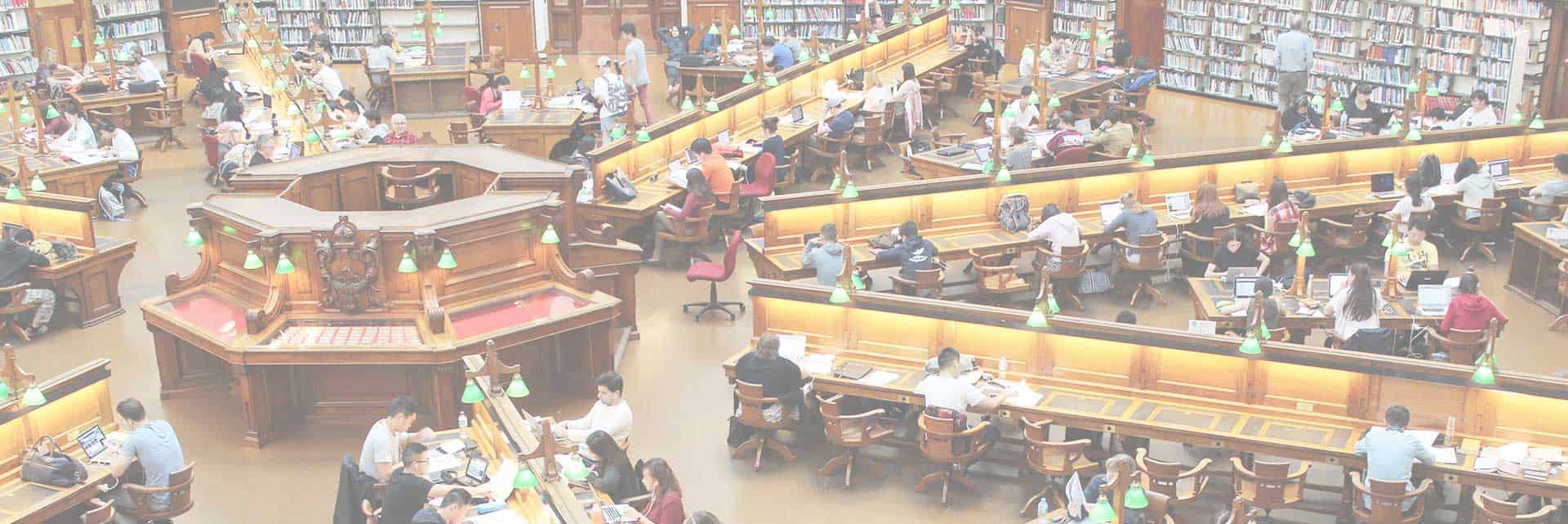 busy library full of students studying