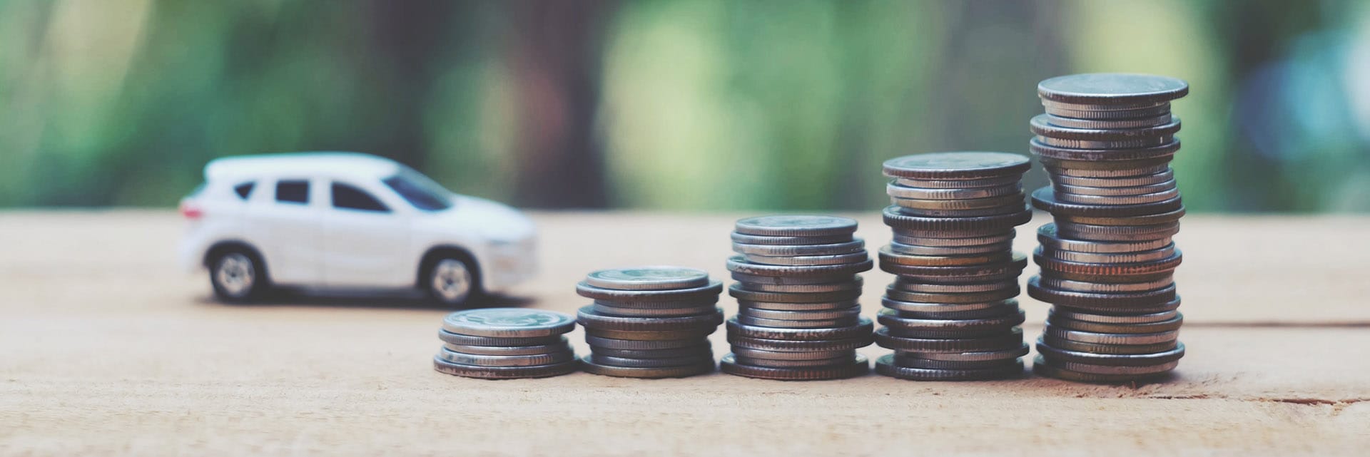 Coin stack with toy car