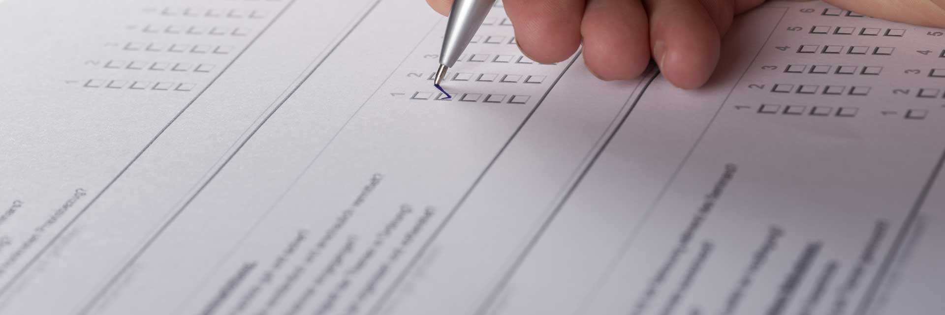 person checking check box